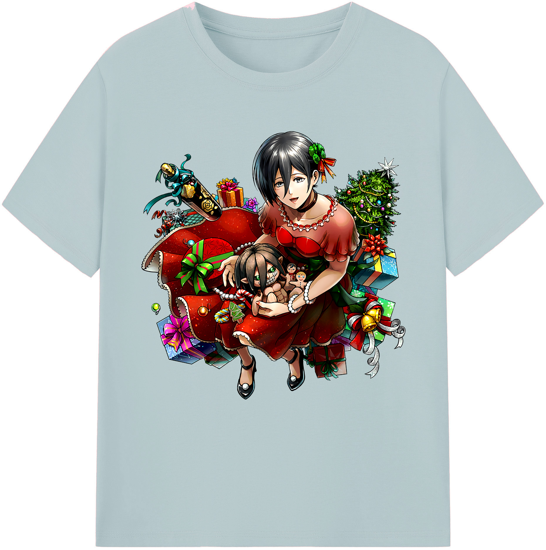 （画像用） 進撃の巨人 ミカサ·アッカーマン Attack on Titan Mikasa Ackerman 綿100％半袖Tシャツ（フロントプリント）